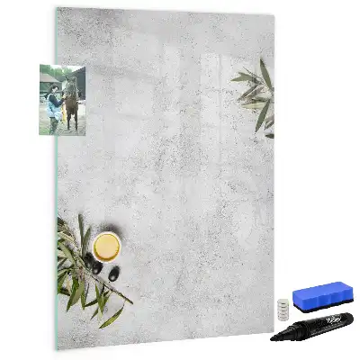 Tableau magnétique effaçable à sec modèle Béton et olives
