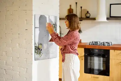 Tableau magnétique effaçable à sec modèle Béton et olives