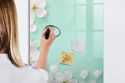 Tableau effaçable à sec magnétique motif fleurs épanouies