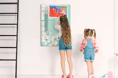 Tableau effaçable à sec magnétique motif fleurs épanouies