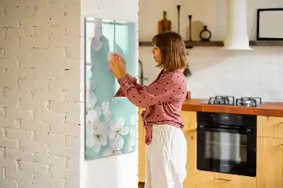 Tableau effaçable à sec magnétique motif fleurs épanouies