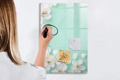 Tableau effaçable à sec magnétique motif fleurs épanouies