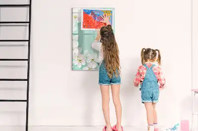 Tableau effaçable à sec magnétique motif fleurs épanouies
