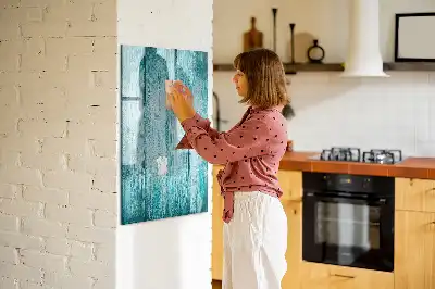 Tableau magnétique effaçable à sec couleur bois bleu