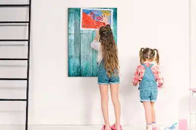 Tableau magnétique effaçable à sec couleur bois bleu