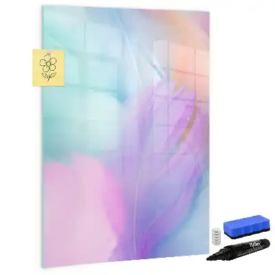 Tableau magnétique effaçable à sec modèle plumes pastel