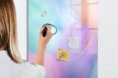 Tableau magnétique effaçable à sec modèle plumes pastel