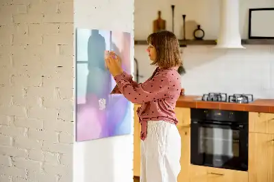 Tableau magnétique effaçable à sec modèle plumes pastel