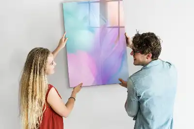 Tableau magnétique effaçable à sec modèle plumes pastel