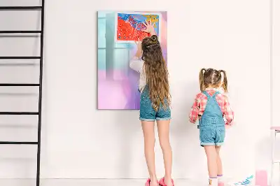 Tableau magnétique effaçable à sec modèle plumes pastel