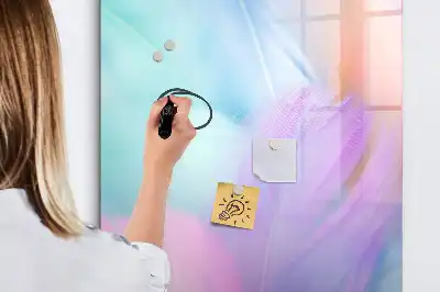 Tableau magnétique effaçable à sec modèle plumes pastel