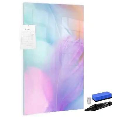 Tableau magnétique effaçable à sec modèle plumes pastel
