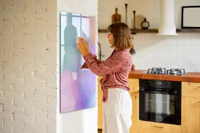 Tableau magnétique effaçable à sec modèle plumes pastel