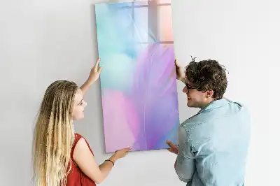Tableau magnétique effaçable à sec modèle plumes pastel