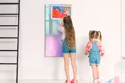 Tableau magnétique effaçable à sec modèle plumes pastel