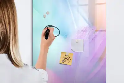 Tableau magnétique effaçable à sec modèle plumes pastel