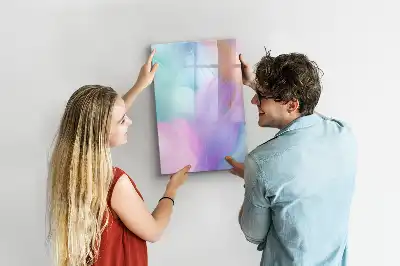 Tableau magnétique effaçable à sec modèle plumes pastel