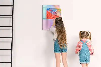 Tableau magnétique effaçable à sec modèle plumes pastel