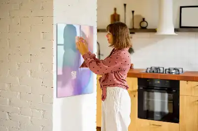 Tableau magnétique effaçable à sec modèle plumes pastel