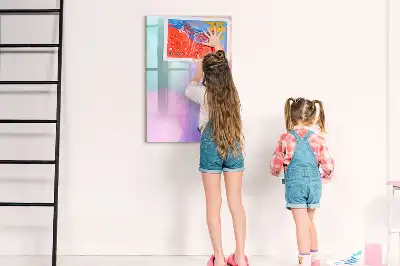 Tableau magnétique effaçable à sec modèle plumes pastel