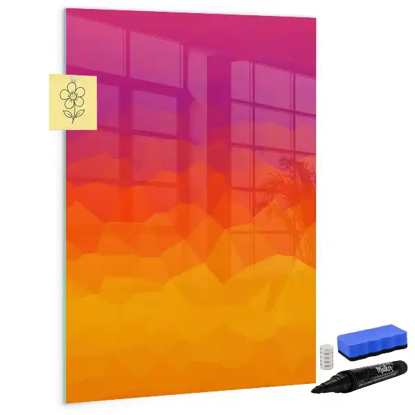Tableau magnétique effaçable à sec motif lever de soleil en dégradé