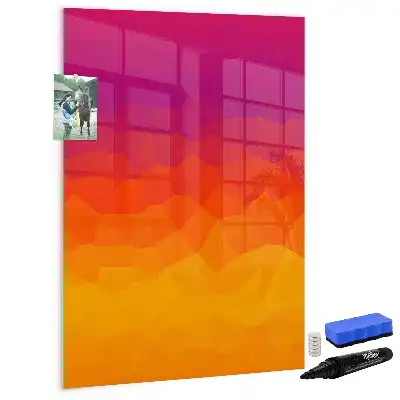Tableau magnétique effaçable à sec motif lever de soleil en dégradé