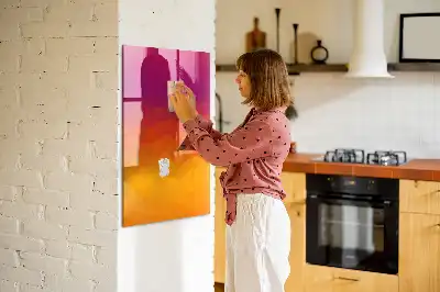 Tableau magnétique effaçable à sec motif lever de soleil en dégradé