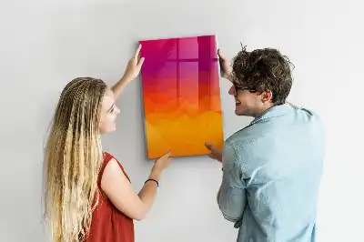 Tableau magnétique effaçable à sec motif lever de soleil en dégradé