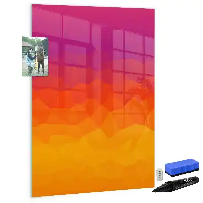 Tableau magnétique effaçable à sec motif lever de soleil en dégradé