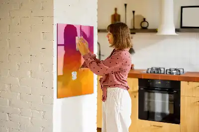 Tableau magnétique effaçable à sec motif lever de soleil en dégradé