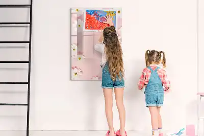 Tableau magnétique effaçable à sec motif fleurs