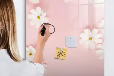 Tableau magnétique effaçable à sec motif fleurs