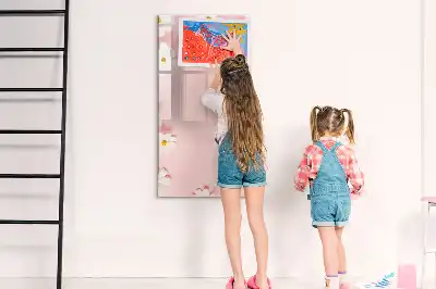 Tableau magnétique effaçable à sec motif fleurs