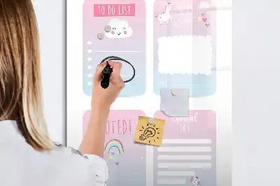 Tableau effaçable à sec magnétique planificateur motif licorne