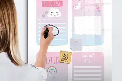 Tableau effaçable à sec magnétique planificateur motif licorne