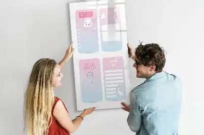 Tableau effaçable à sec magnétique planificateur motif licorne