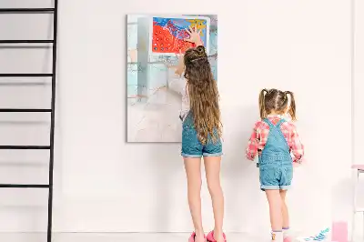 Tableau effaçable à sec magnétique motif encres abstraites
