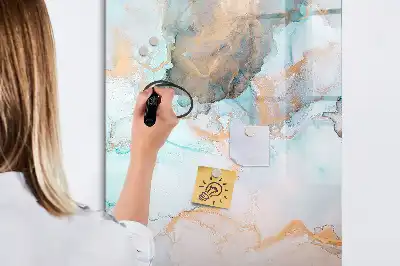 Tableau effaçable à sec magnétique motif encres abstraites