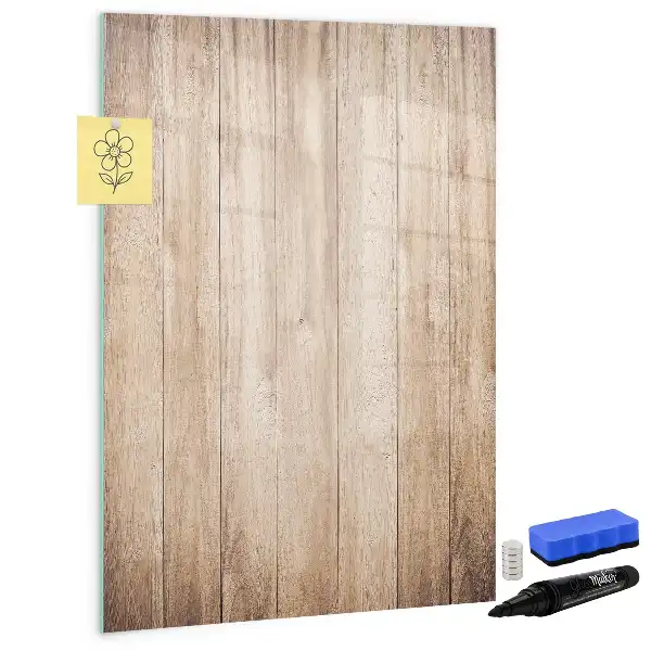 Tableau magnétique effaçable à sec en planches de bois clair