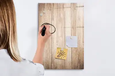 Tableau magnétique effaçable à sec en planches de bois clair