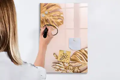 Tableau effaçable à sec magnétique feuilles dorées