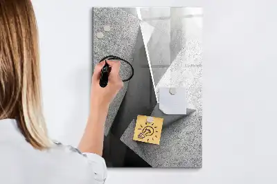 Tableau magnétique effaçable à sec motif abstraction géométrique