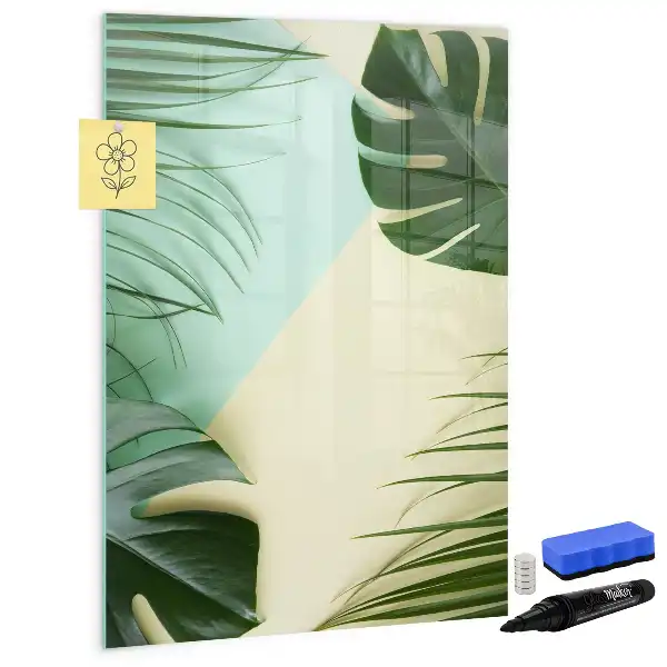 Tableau magnétique effaçable à sec motif Monstera tropical