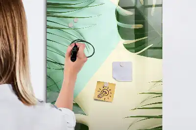 Tableau magnétique effaçable à sec motif Monstera tropical