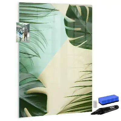 Tableau magnétique effaçable à sec motif Monstera tropical