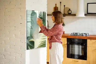 Tableau magnétique effaçable à sec motif Monstera tropical