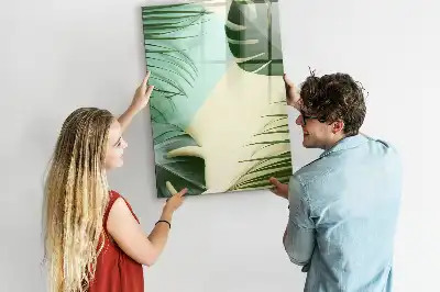 Tableau magnétique effaçable à sec motif Monstera tropical