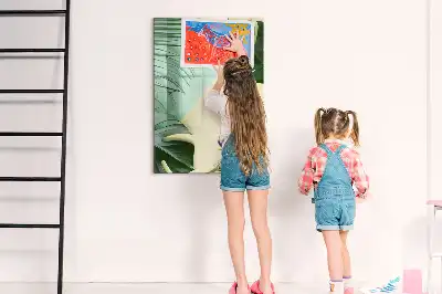 Tableau magnétique effaçable à sec motif Monstera tropical