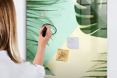Tableau magnétique effaçable à sec motif Monstera tropical