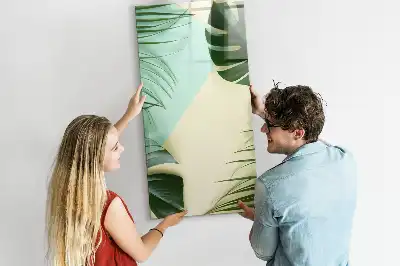 Tableau magnétique effaçable à sec motif Monstera tropical